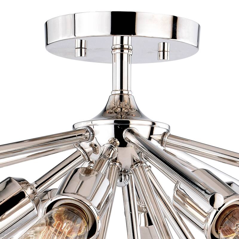 Estelle 24-in W Nickel Mid-Century Modern Sputnik Semi Flush Mount Ceiling Light - 24-in W x 14.5-in H x 24-in D