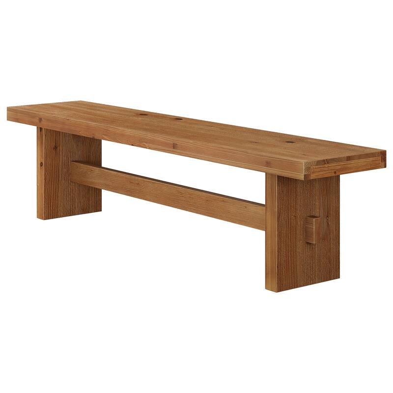 Solid Wood Bench, 63" End of Bed Bench, Extra Long Dining Benches for Bedroom, Dining Room, Kitchen, Foyer