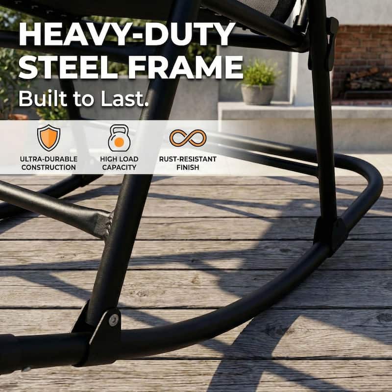 Patio Set of 2 Folding Leisure Rocking Chair Set, Durable Weather-Resistant Construction