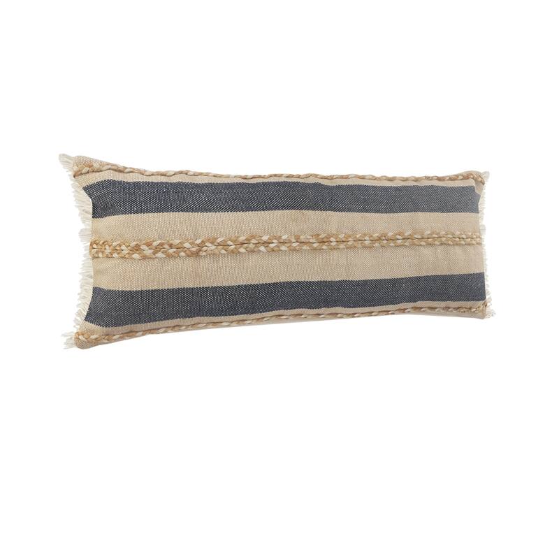 Sevita Atlantis Coastal Striped Throw Pillow with Jute Braiding and Fringe
