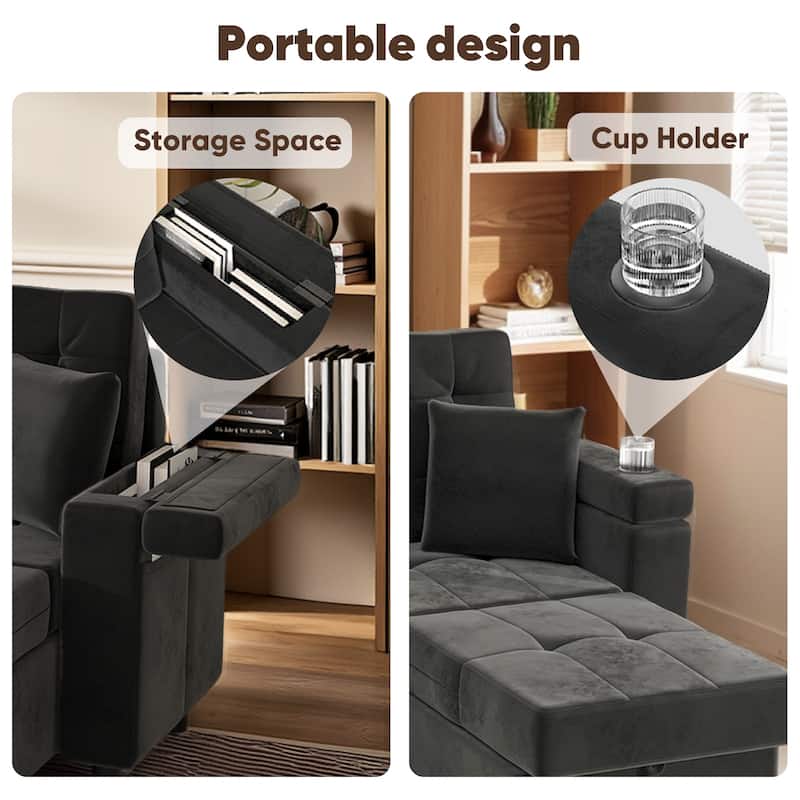 Pocassy Sofa Bed Sleeper Pull Out 4 in 1 Sleeper Sofa Couches with Storage