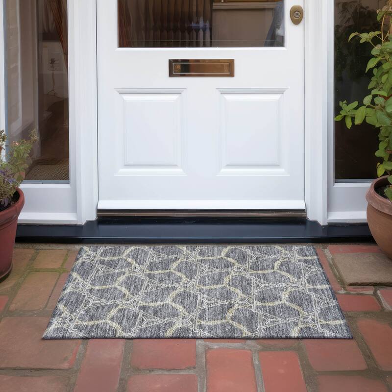 Machine Washable Indoor/ Outdoor Transitional Links Chantille Rug - Charcoal - 1'8" x 2'6"