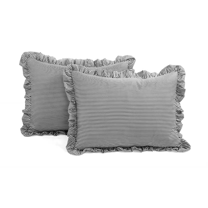 Lush Decor Reyna Stripe Ruffle Soft Reversible Oversized Comforter