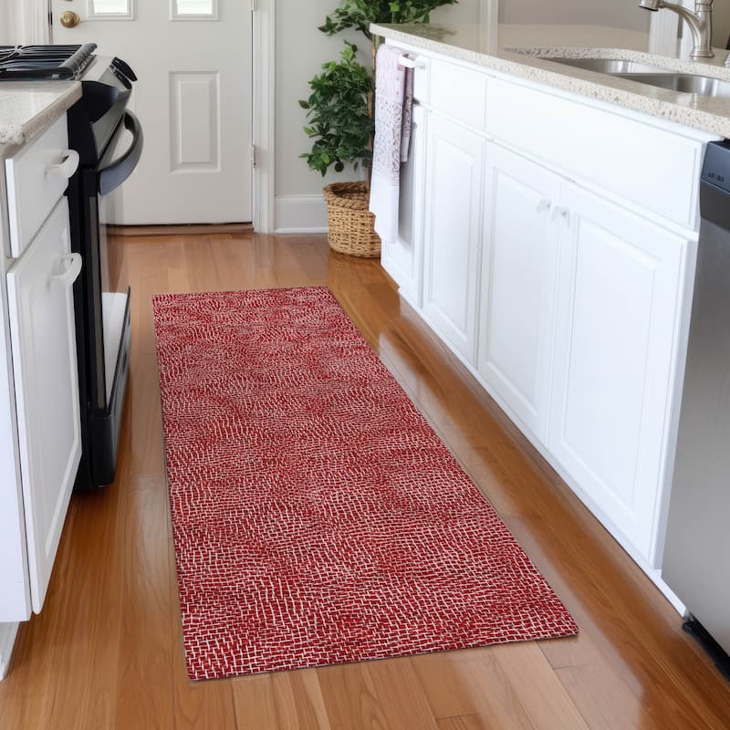 Premium Washable Super Soft Geo Hatchy Mayfield Rug - Red - 2'3" x 7'6"