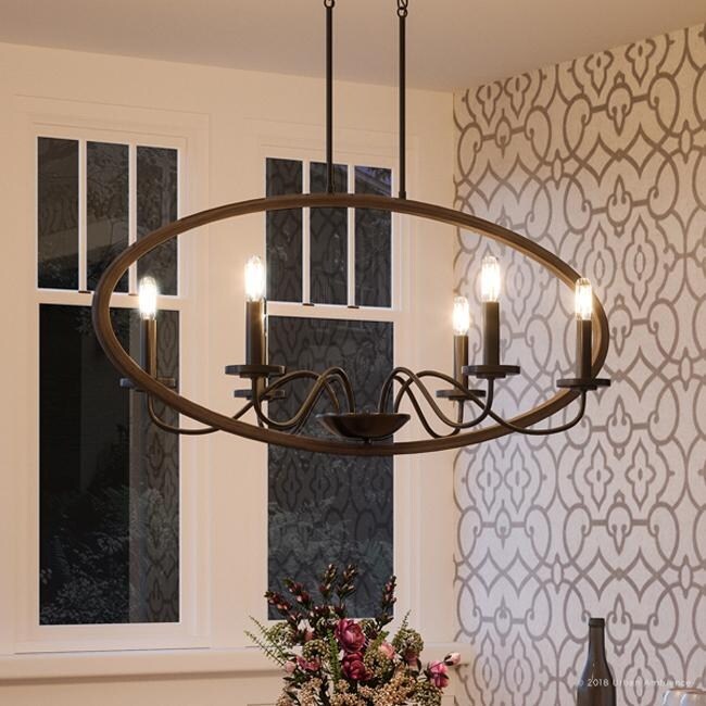 Luxury Modern Farmhouse Chandelier, 15.75"H x 36"W, with English Country Style, Olde Bronze Finish by Urban Ambiance (60 to 100 Watts - Steel - - Chandeliers For Bedrooms by Overstock.com