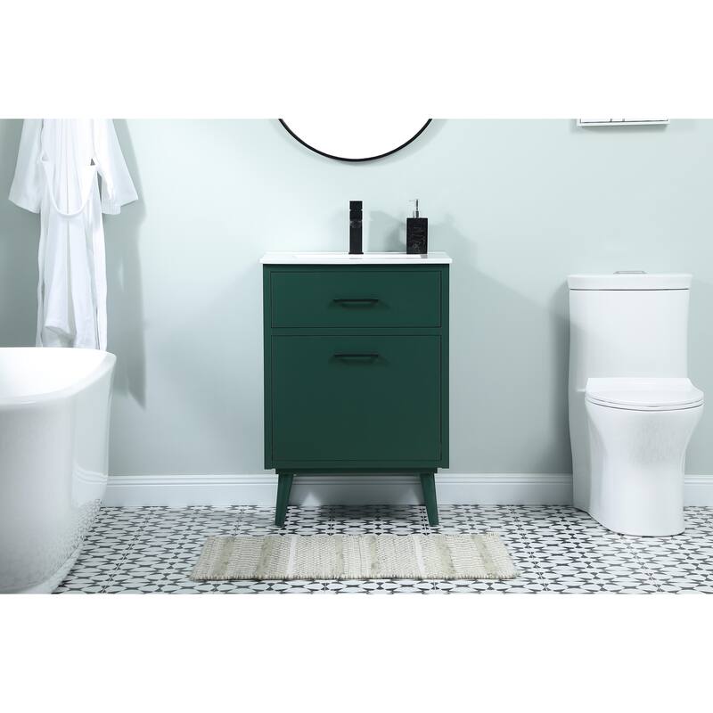 Nautical 18 - 30 Inch Single Bathroom Vanity - 24 Inches - Green