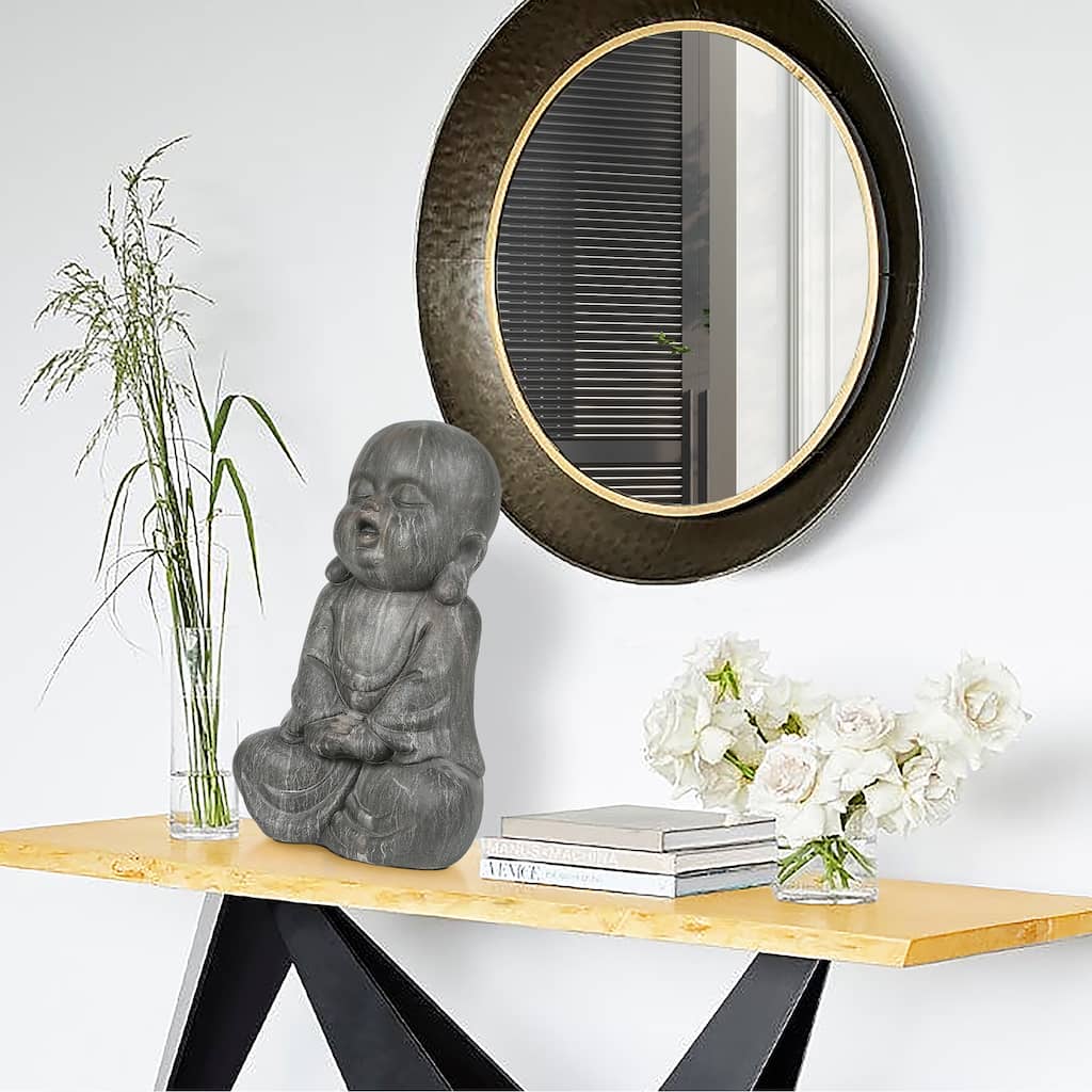 Meditating Buddha Monk Garden Statue