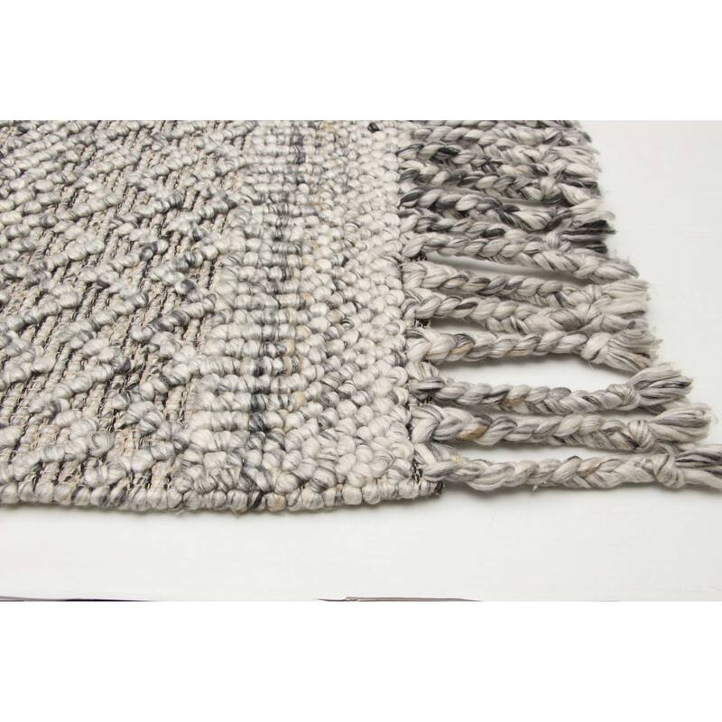 ECARPETGALLERY Braid weave Sienna Grey Wool Rug - 5'0 x 7'10