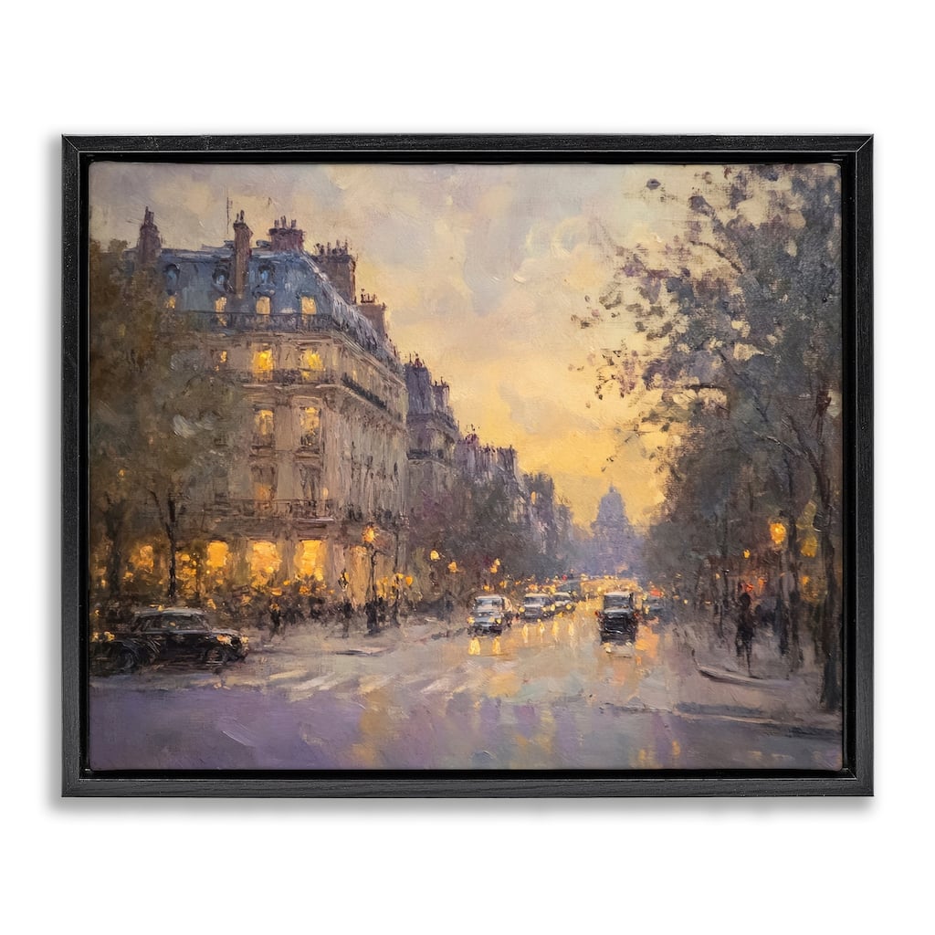 Stupell Vintage City Street View Framed Floater Canvas Wall Art Design By Petal Prints Design