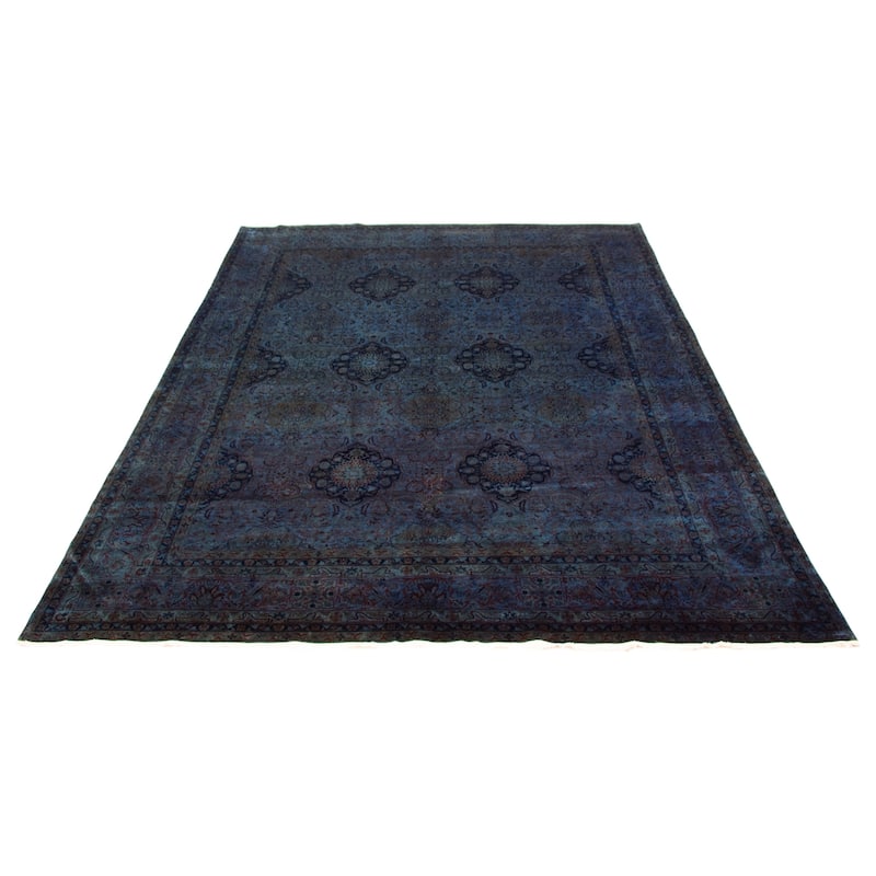 ECARPETGALLERY Hand-knotted Vibrance Dark Blue Wool Rug - 9'2 x 12'0