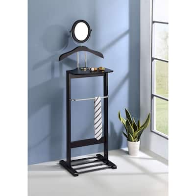 Wardrobe Suit Valet Stand, Clothes Rack, Contour Hanger, Trouser Shoe Rack - Black/Chrome