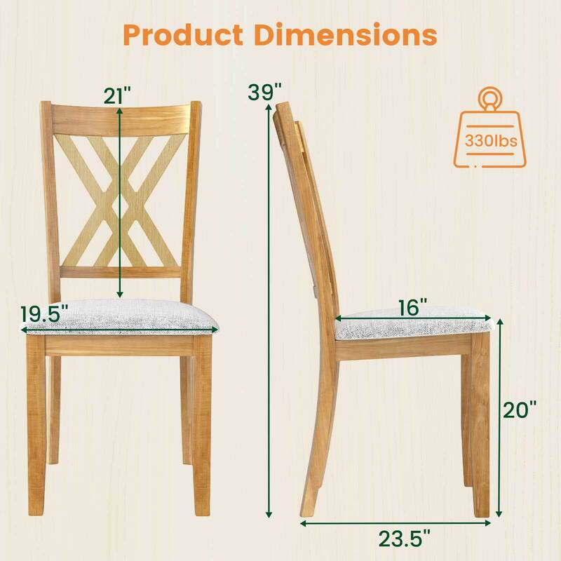 Costway 2 PCS Linen Fabric Upholstered Kitchen Armless Chairs with - See Details