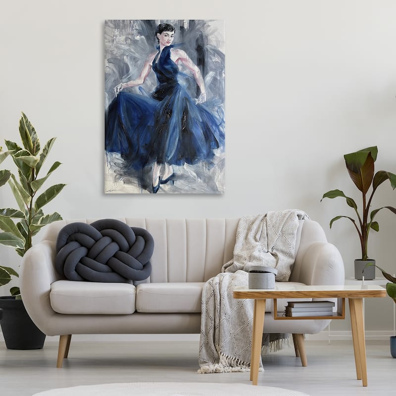 Stupell Stylish Woman in Blue Dress Canvas Wall Art Design By Lucille Lee