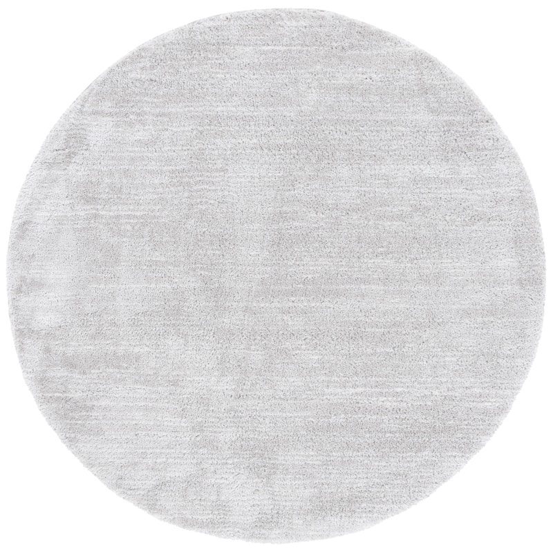 SAFAVIEH Jasmine Renae Glam 1.6-inch Shag Rug - 6'7" Round - Light Grey/Ivory