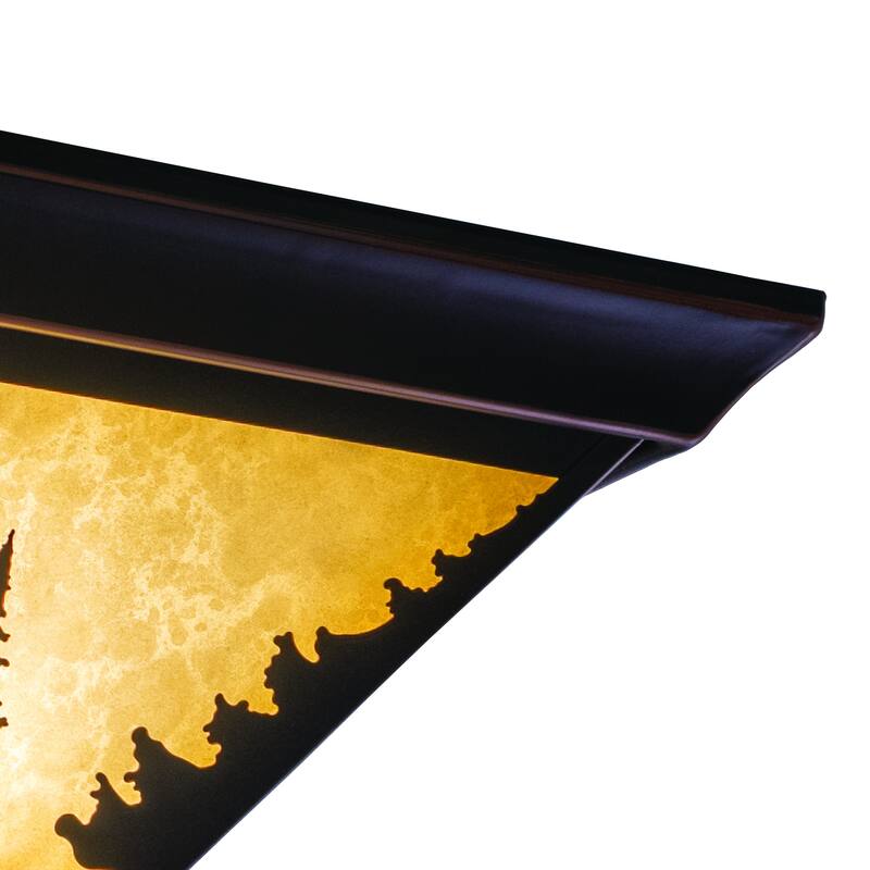 Yosemite Bronze Rustic Tree Square Indoor Outdoor Flush Mount Ceiling Light - 14-in W x 5.75-in H x 14-in D