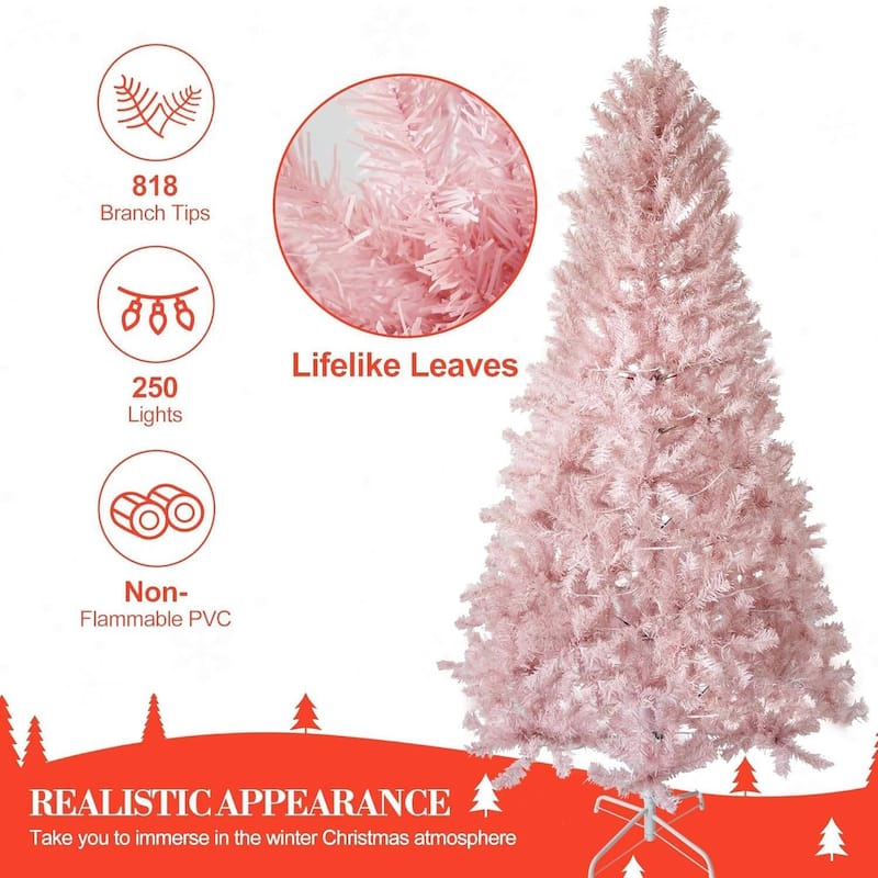 6.5 Ft Prelit Artificial Christmas Tree, Xmas Decoration for Living Room Hallway Office - 6.5 ft