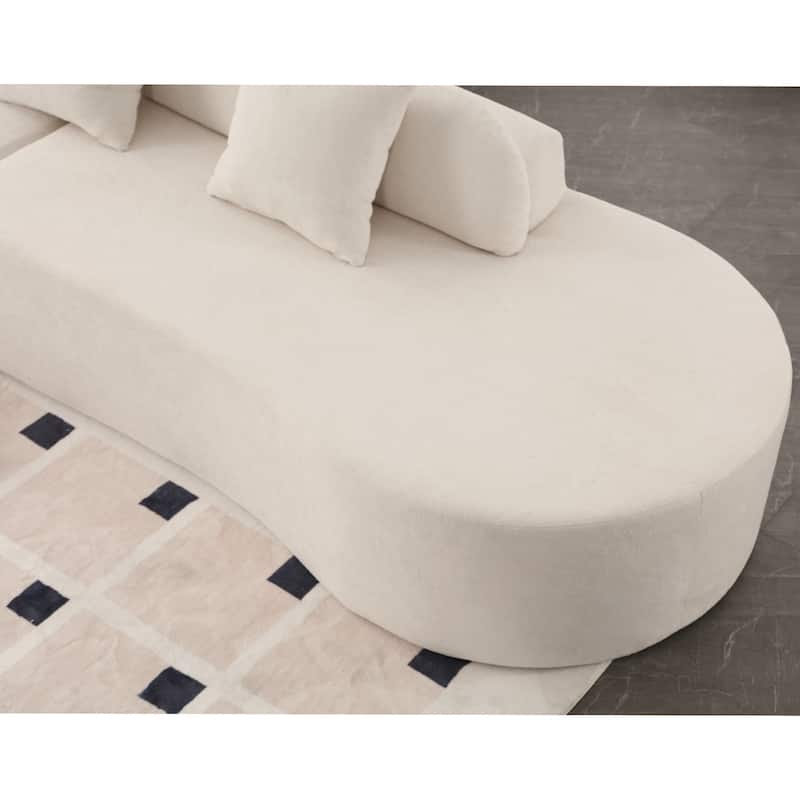 Curved Combination Sofa Set, Terrycloth Fabric, Cloud Comfort, 3 Pillows Included
