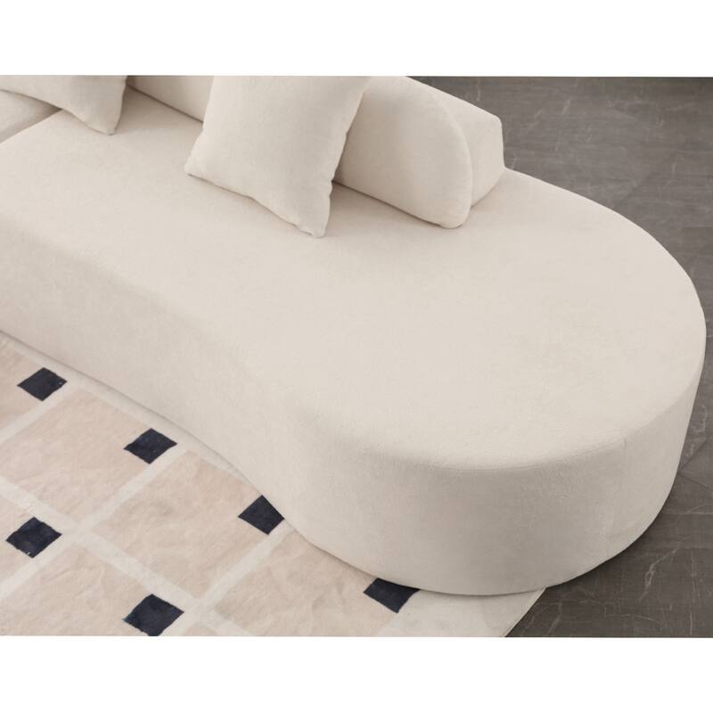 Modern Minimalist Curved Sofa, High Resilience Terrycloth Fabric, No Assembly Required, Beige