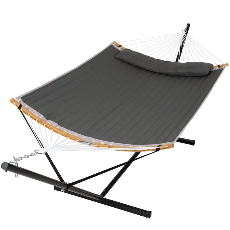 2-person Outdoor Hammock with Stand & Pillow - Solid Gray
