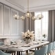 preview thumbnail 1 of 16, Modern Glam Gold 5-Light Oversized 41.5 in. W Chandelier with Textured Colored Art Glass Shade for Dining Room Bedroom