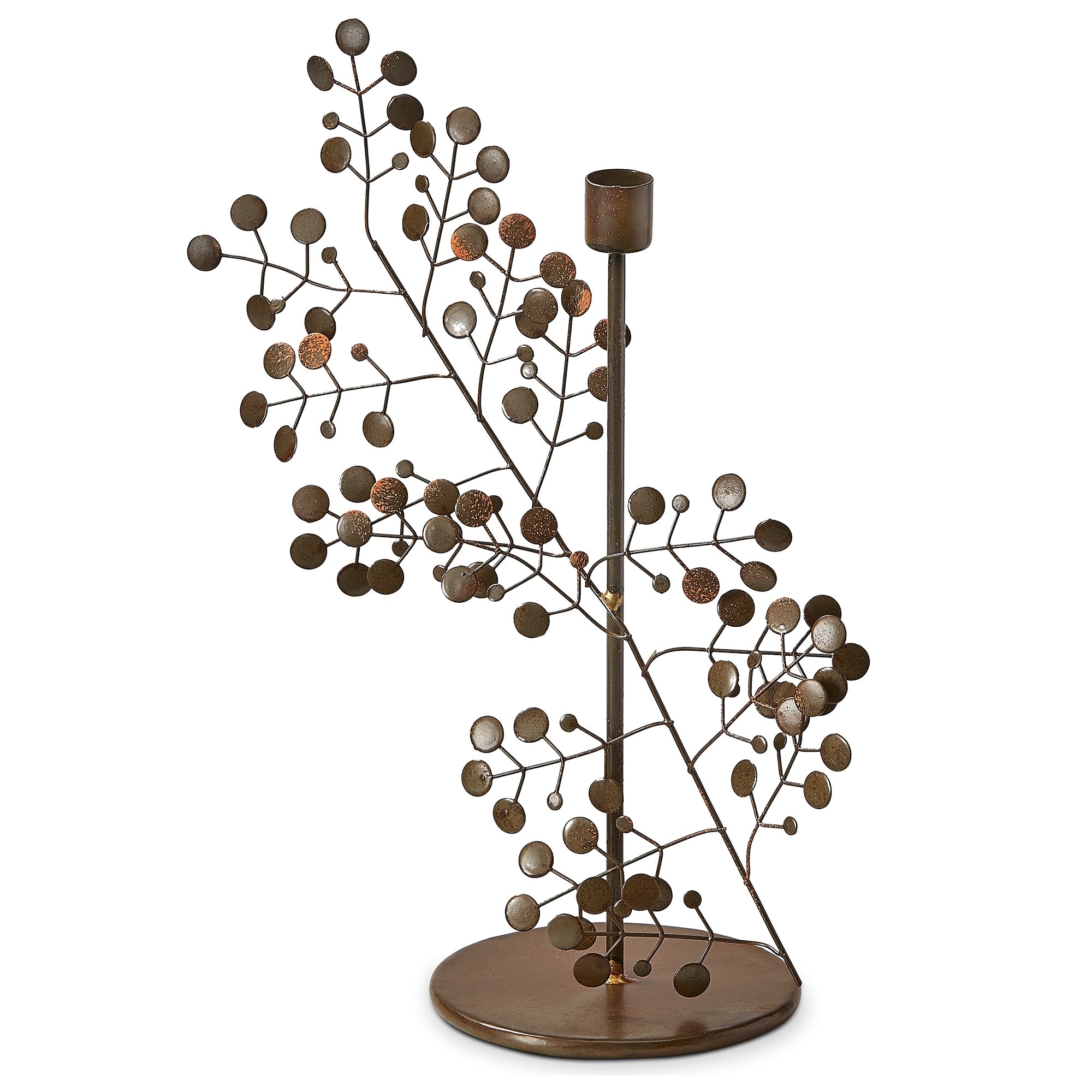 Tarin Large Taper Holder Brown Iron Candle Holder 13.75 in H for Straight Taper Candles Everyday Use