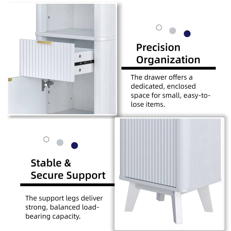 68" H Tall Bathroom Storage Cabinet with Adjustable Shelves and One Drawer & Door, Storage Cabinet for Bathroom, Living Room