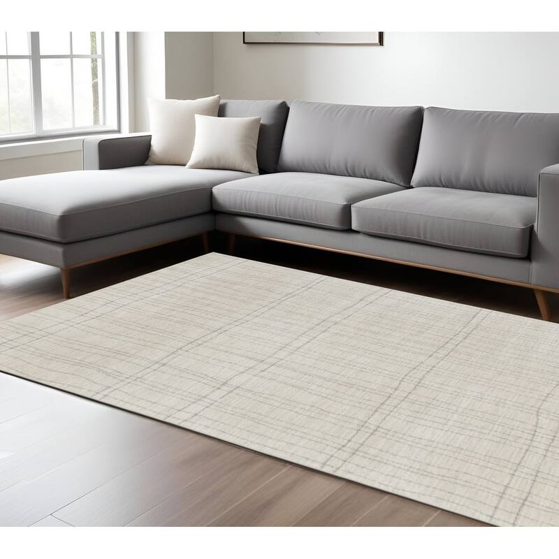 HomeRoots Abstract Scandinavian Rectangle Area Rug - 118.00 in. x 94.00 in.  x 0.59 in.