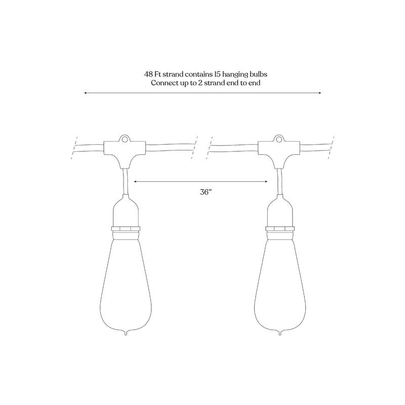 Brightech Ambience Pro 15-Light 48 ft. Outdoor Plug-in 40W Incandescent ST64 Hanging Vintage Edison Bulb String-Light
