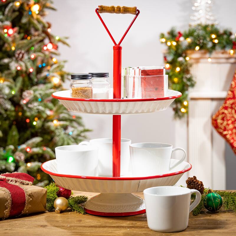 19.3 in. Metal Two Tiered Serving Tray