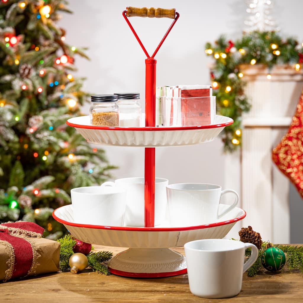 19.3 in. Metal Two Tiered Serving Tray