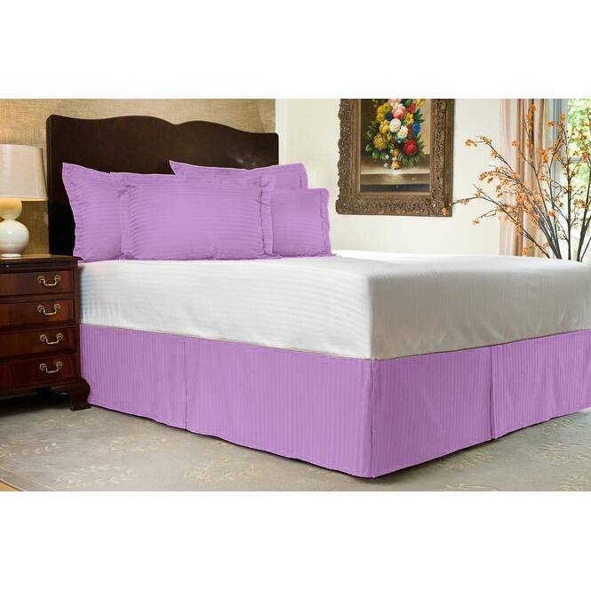Tailored Bed Skirt, Pleated Sateen Striped Dust Ruffle with Split Corners