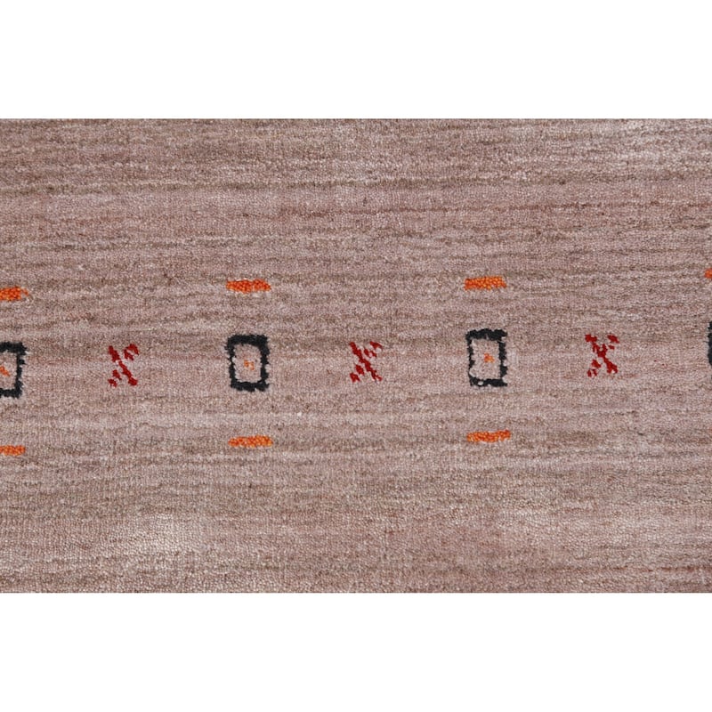 Hand Knotted Oriental 100% Wool Carpet Tribal Animal Pictorial Brown Gabbeh Area Rug - 4' 11'' X 3' 1''