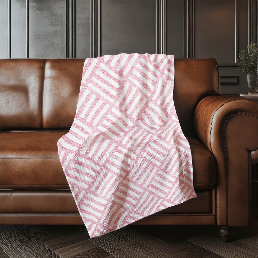 Premium Machine Washable Contemporary Geo Sherpa Throw Blanket