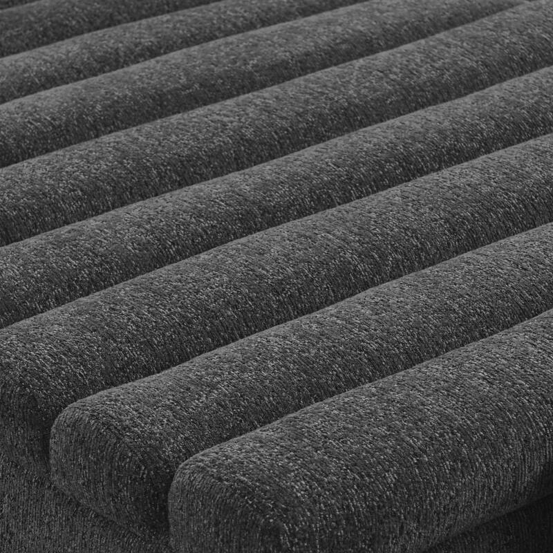 106" L-Shaped Chenille Upholstered Boneless Sectional Sofa with Chaise and Wave-Shaped Armrest, No Pillows Included