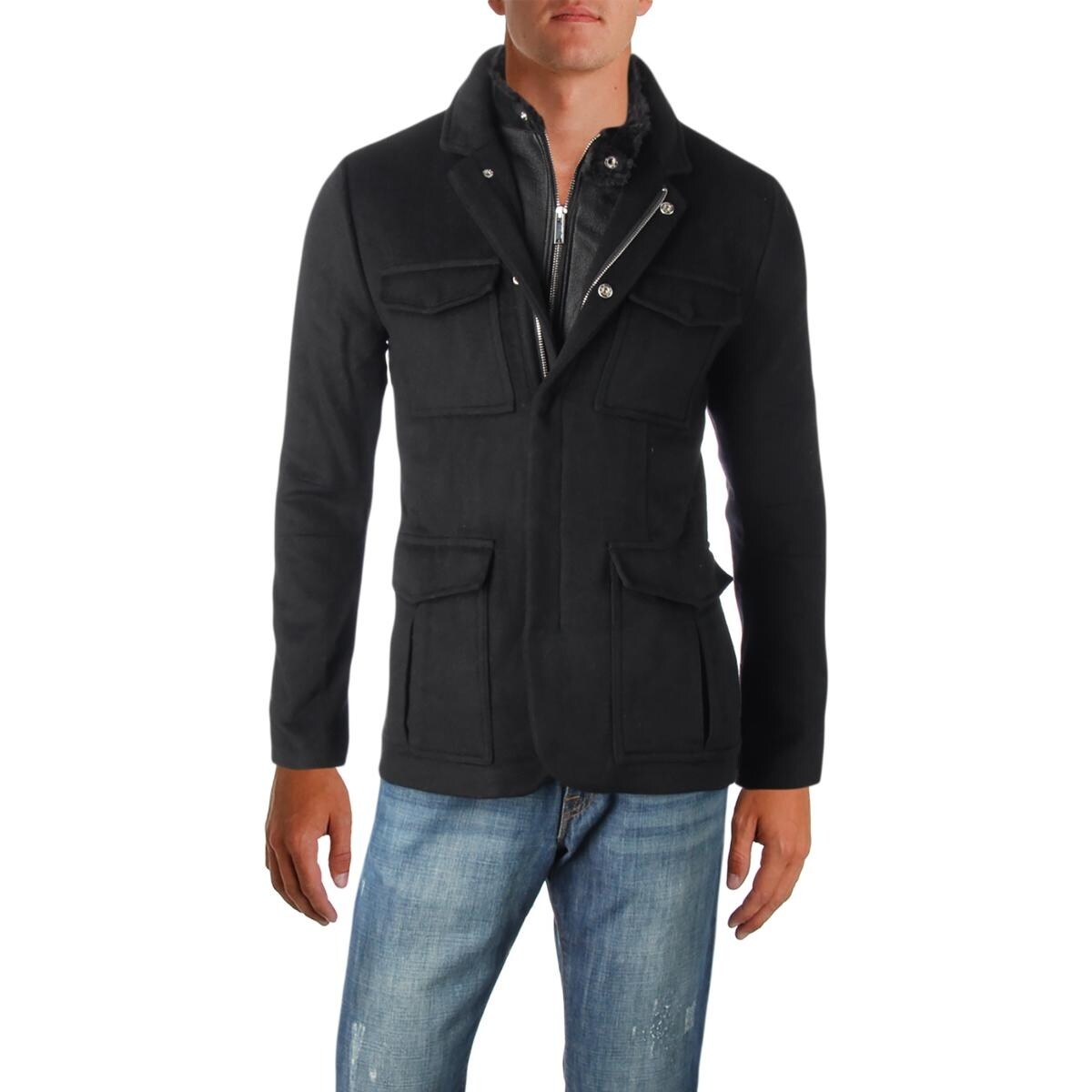 Shop Karl Lagerfeld Paris Mens Car Coat Winter Wool Blend Overstock 23577789
