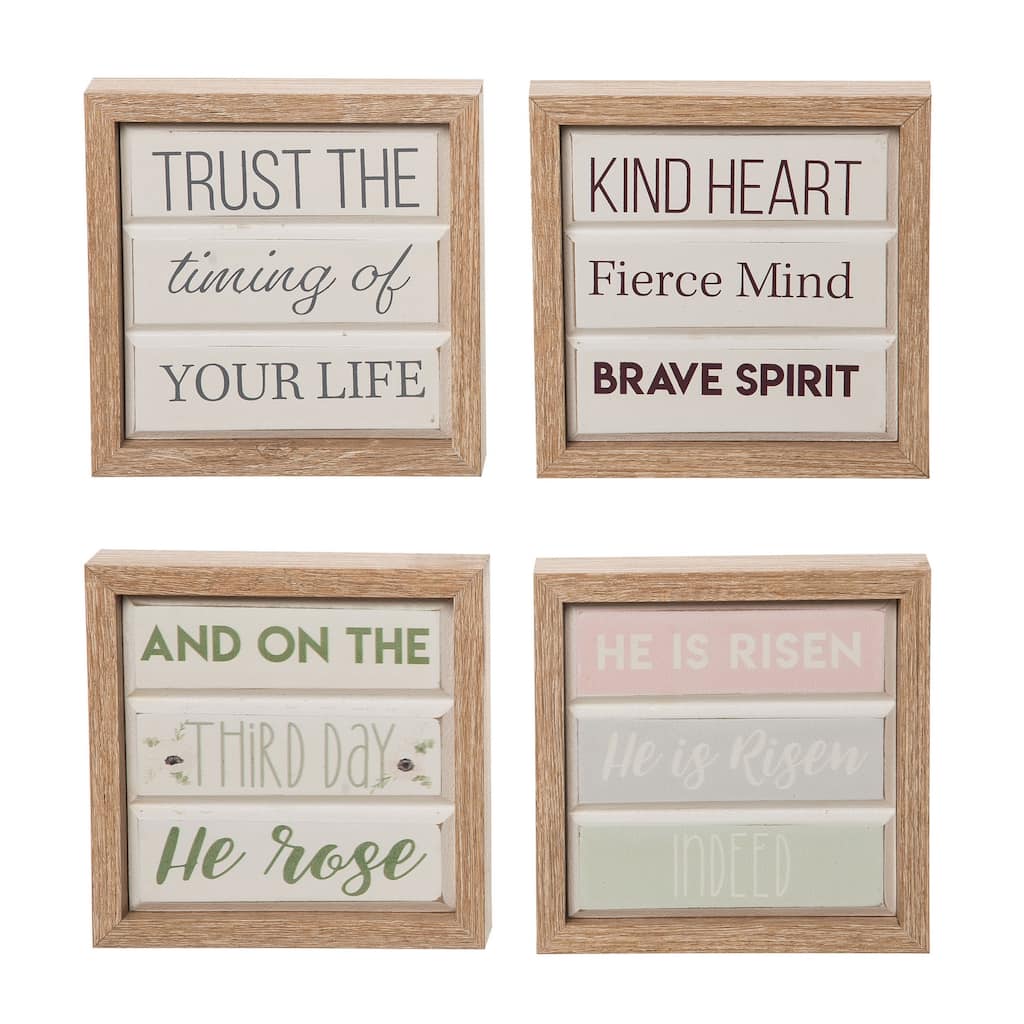 Transpac MDF Reversible Quote Decor Set of 2 Spring Home Decorations