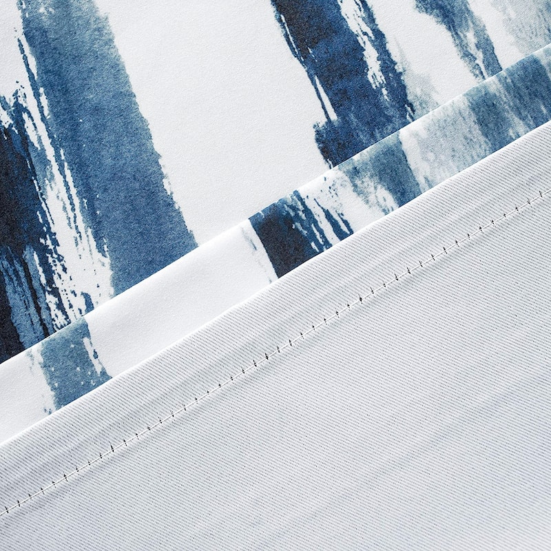 Ink Blue Brush Pattern Blackout Curtain Panel