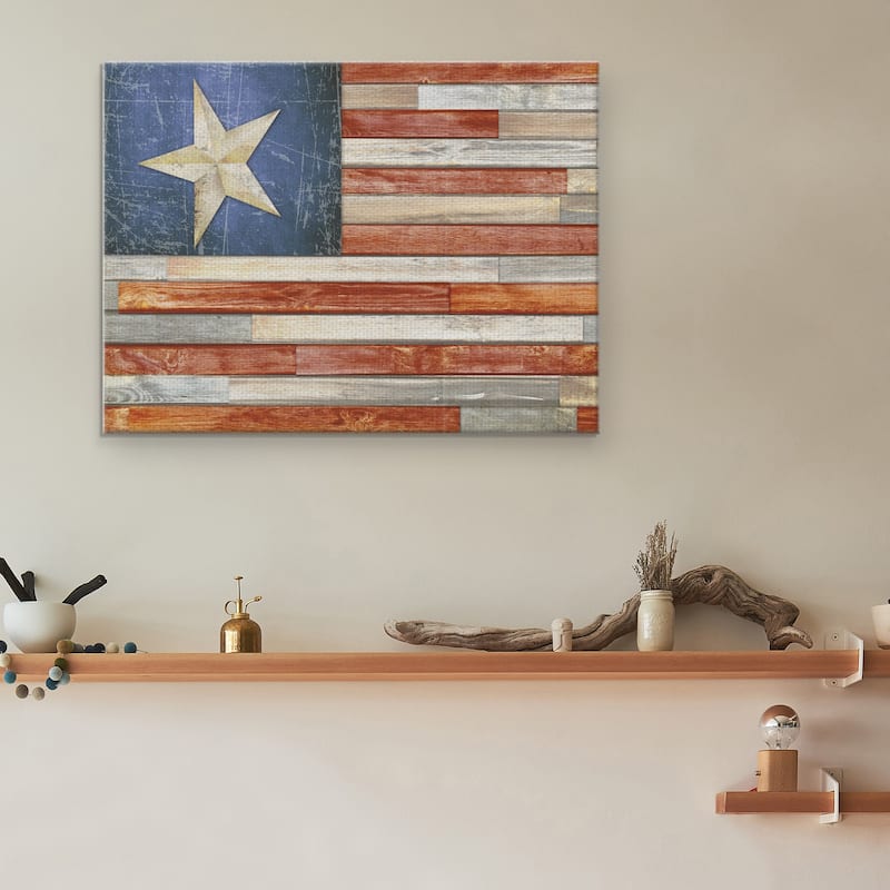 Wooden Flag by Suzanne Cruise Creative Services Canvas Art Print