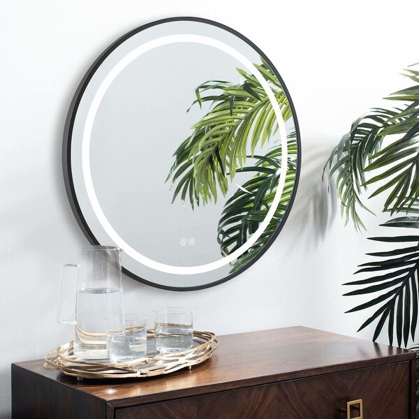 Dimmable Illuminated Round Bathroom Vanity LED Mirror with Light. Opens flyout.