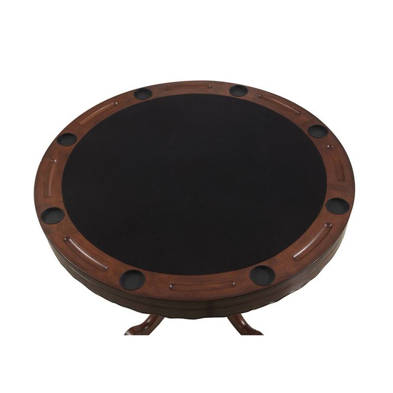 Round Flipped Wooden Game Table with Pedestal Base, Brown