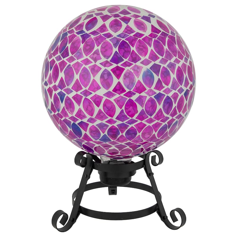 Iridescent Mosaic Outdoor Garden Gazing Ball 10" Purple, Pink White