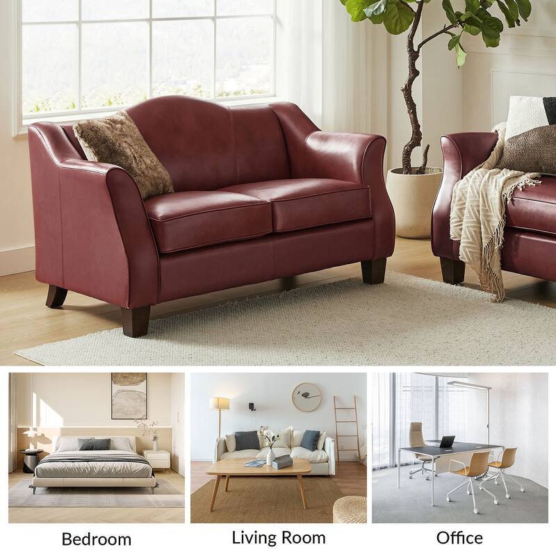 Franco Traditional 60" Wide Genuine Leather Sofa by HULALA HOME