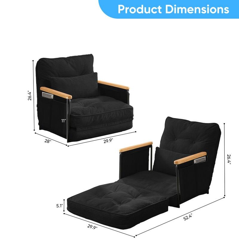 Mixoy Muti-Functional Folding Floor Sofa Bed,3-Seater,2-Seater,1-Seater Lazy Futon Sofa with 6 Position Adjustable Backrest