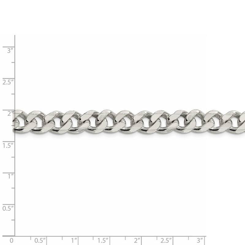 Curata 925 Sterling Silver Solid 9mm Curb Chain Necklace for Men