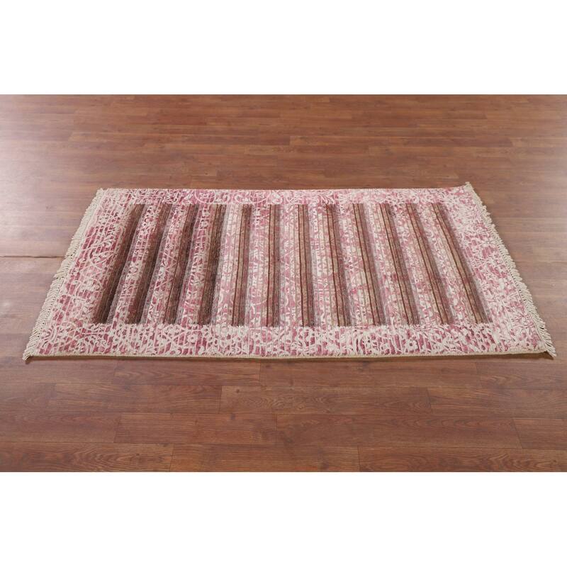 Abstract Accent Rug Handmade Multi-Color Wool Carpet - 2'8"x 4'9"