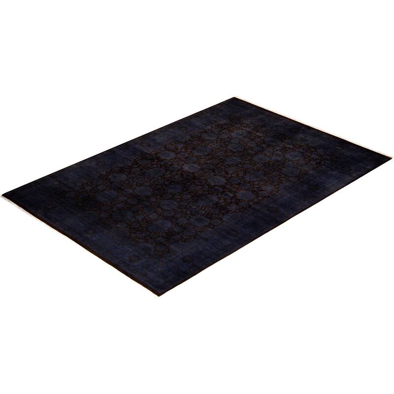 Overton Hand Knotted Wool Vintage Inspired Modern Contemporary Overdyed Purple Area Rug - 6' 1" x 9' 1"