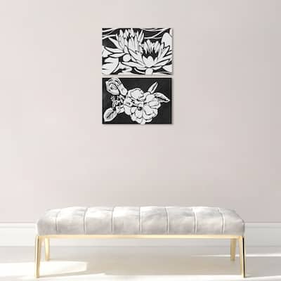 Wynwood Studio Canvas Floral and Botanical Coastal Flower Noir SET Black and Modern & Contemporary Wall Art Canvas Print