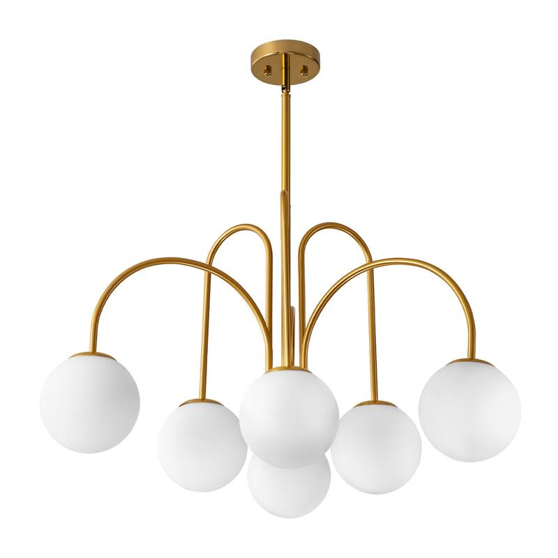 6/ 10-Light Modern Glam Sputnik Cluster Frosted Glass Globe Bubble Chandelier for Dining Room over Table