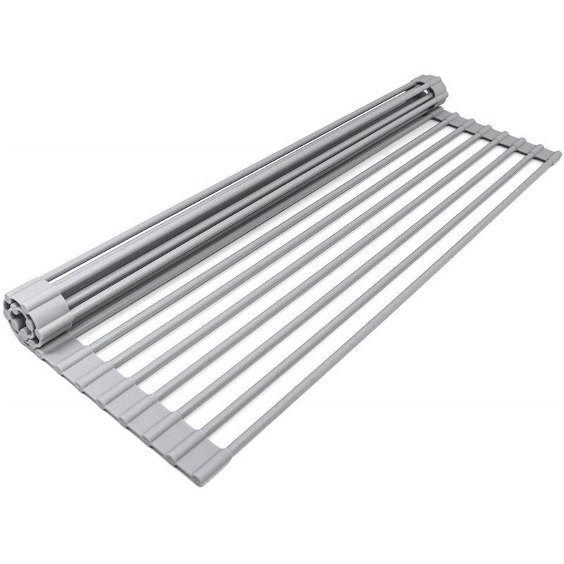 Over the Sink Dish Drying Rack, Foldable Gray Kitchen Drying Mat