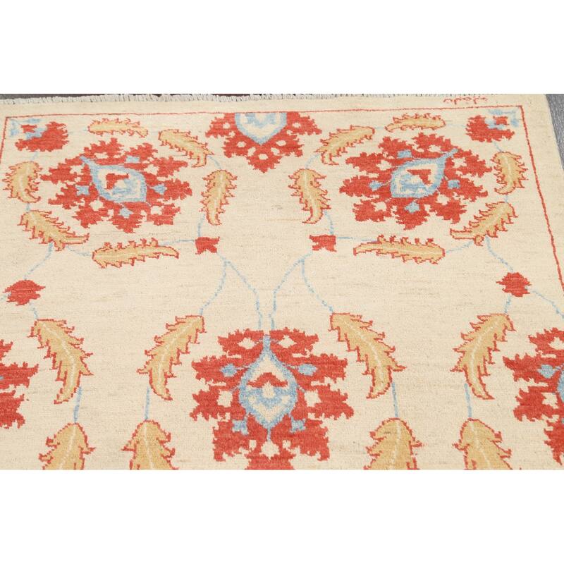 Vegetable Dye Floral Ziegler Area Rug Wool Hand-knotted Foyer Carpet - 3'2" x 4'4"